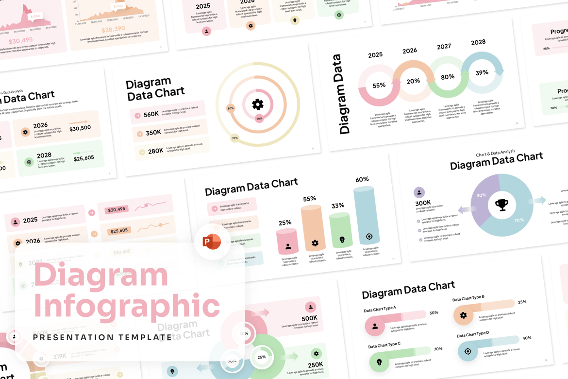 Template PowerPoint Diagram Data yang Menarik dan Profesional