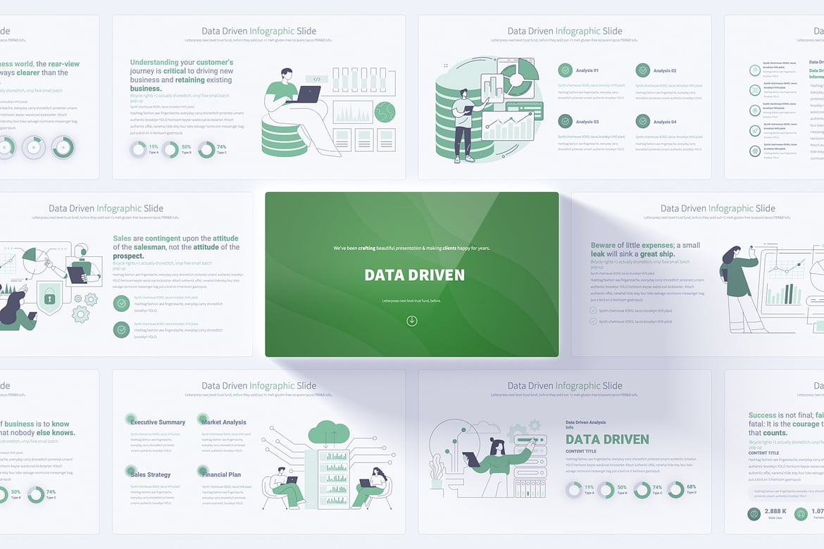 Template PowerPoint Presentasi Berbasis Data yang Menarik