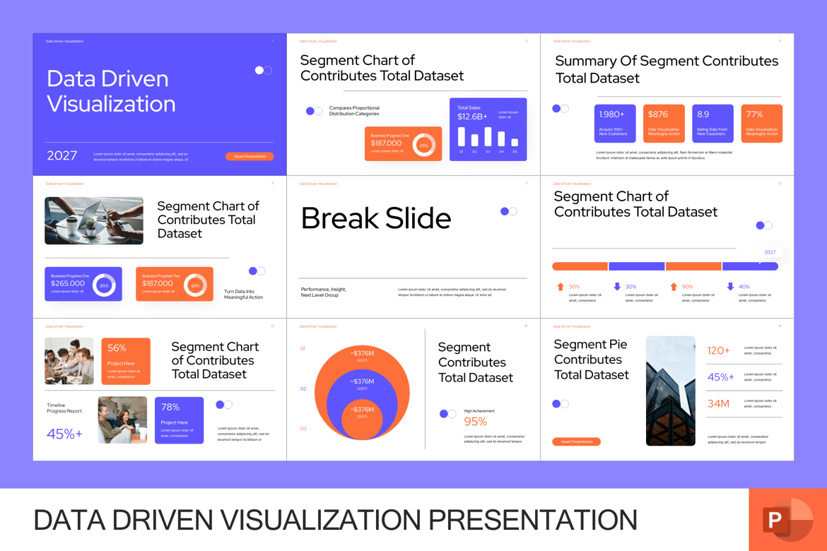 Template PowerPoint Visualisasi Data yang Didorong oleh Data