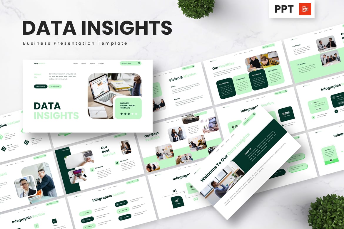 Template Presentasi Powerpoint Data Insights untuk Bisnis