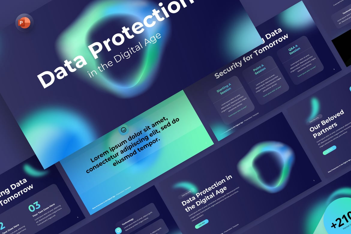 Template PowerPoint Perlindungan Data yang Menarik