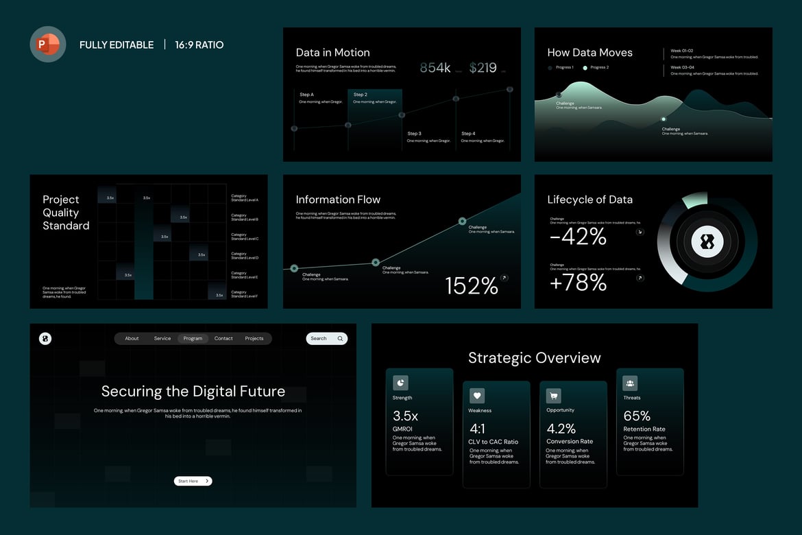 Template PowerPoint Perlindungan Data Modern dan Profesional