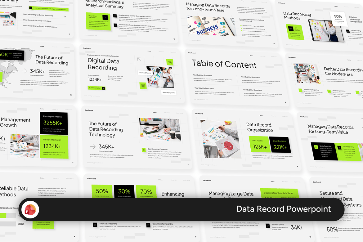 Template Presentasi PowerPoint Data Record yang Profesional dan Fleksibel