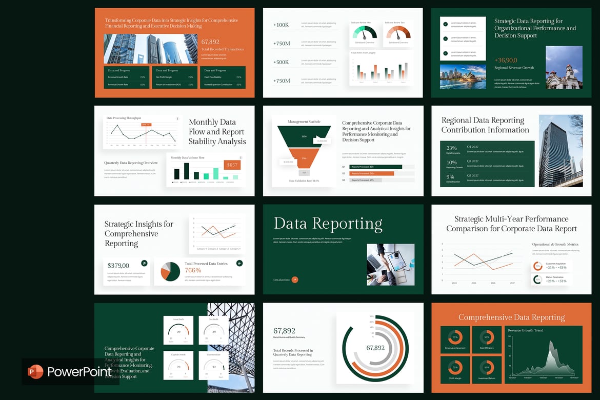 Template Presentasi PowerPoint Laporan Data yang Menarik