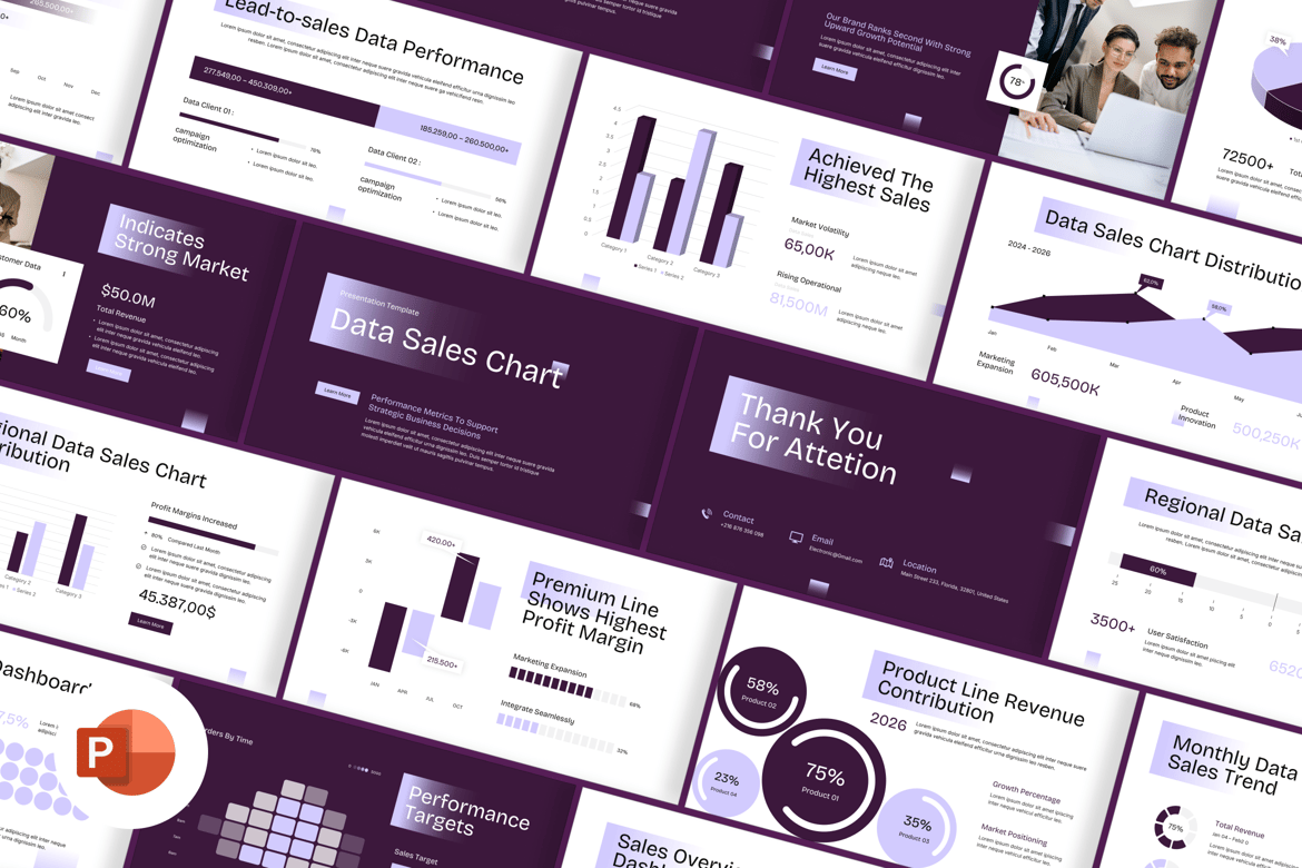 Template Presentasi PowerPoint Grafik Penjualan yang Menarik