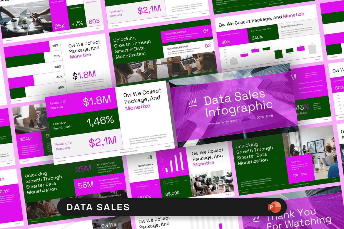 Template Presentasi PowerPoint Penjualan Data yang Profesional dan Menarik