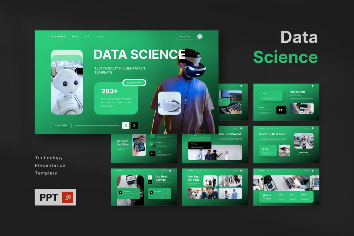 Template Powerpoint Data Science dan Teknologi yang Menarik