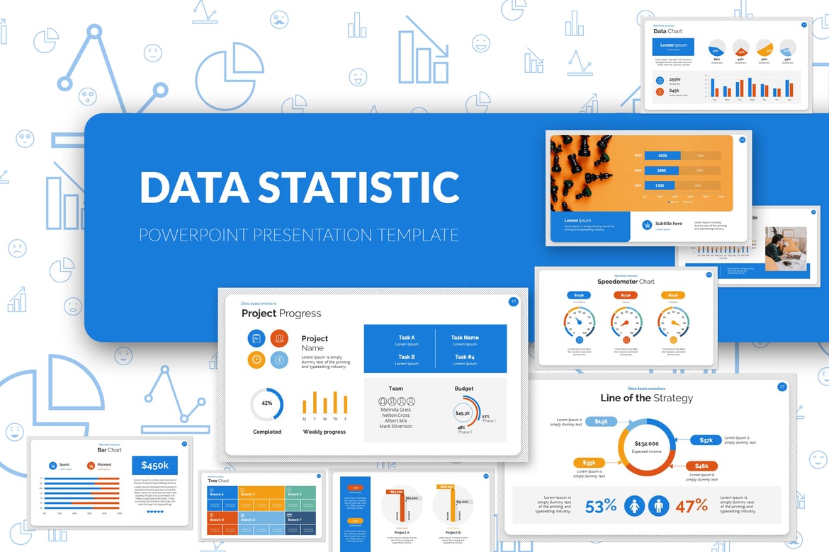 Template Presentasi PowerPoint Statistik Data yang Menarik