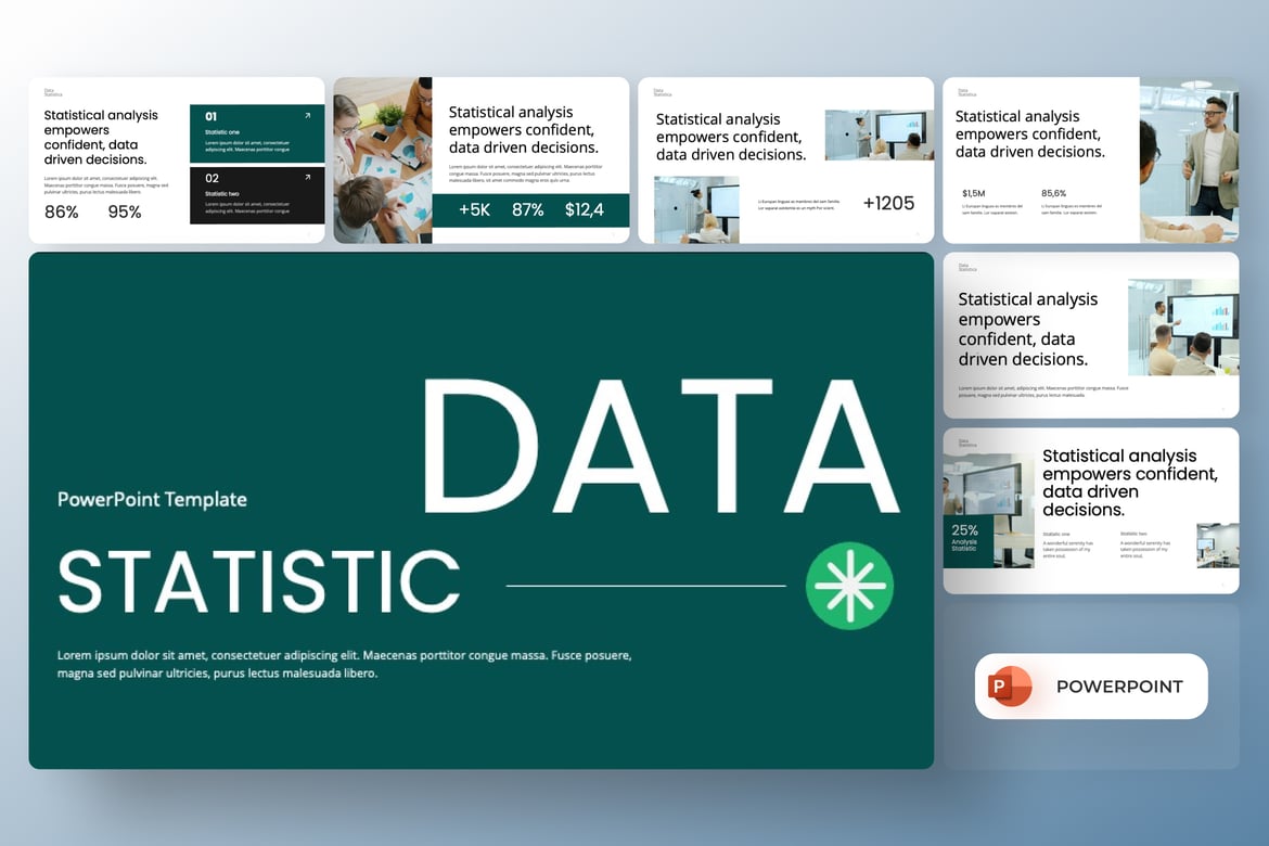 Template PowerPoint Statistik Data Modern