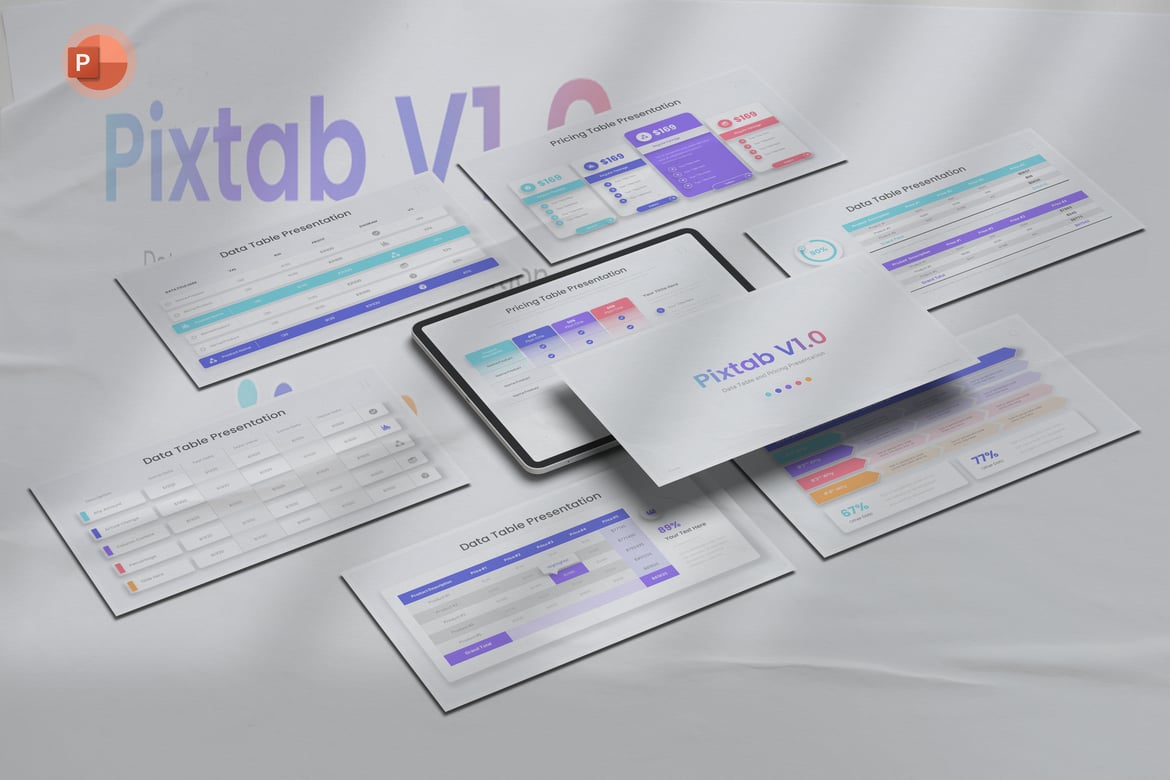 Template Presentasi PowerPoint: Tabel Data & Tabel Harga yang Menarik