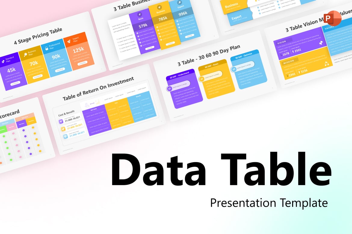 Template Presentasi PowerPoint Infografis Tabel Data yang Elegan dan Modern