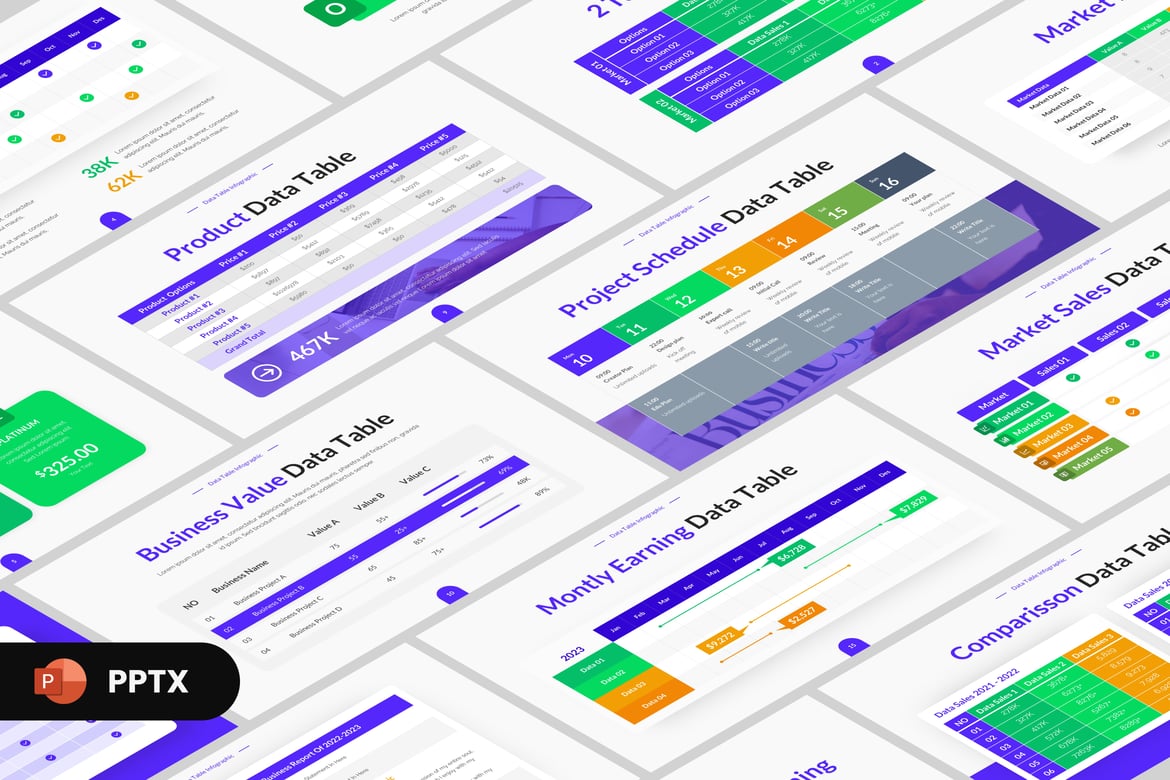 Template PowerPoint Infografis Tabel Data Modern