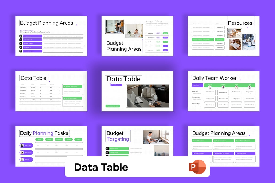 Template Presentasi PowerPoint Tabel Data yang Menarik