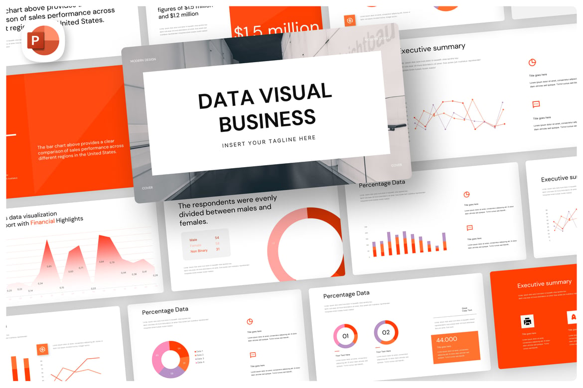 Template Presentasi PowerPoint Visual Data yang Menarik
