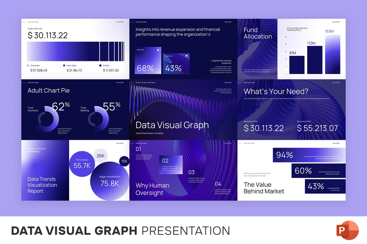 Template Presentasi PowerPoint Grafik Data yang Menarik