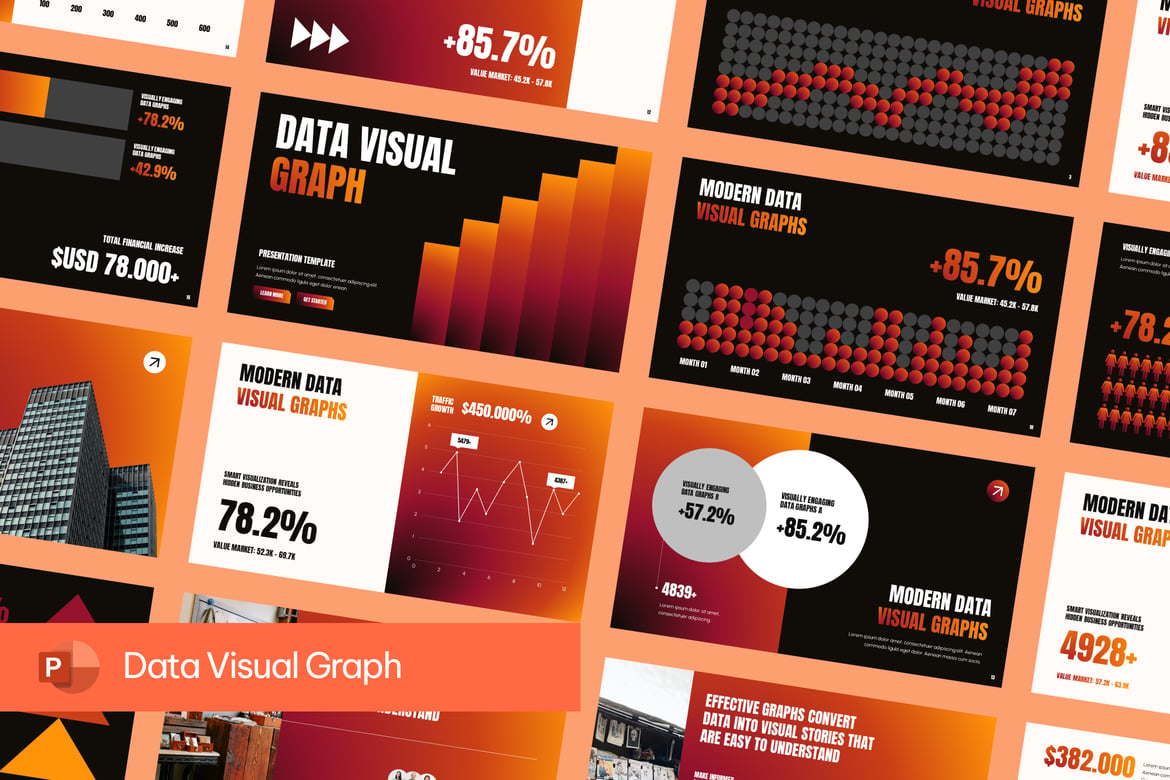 Template Presentasi PowerPoint Grafis Data yang Menarik