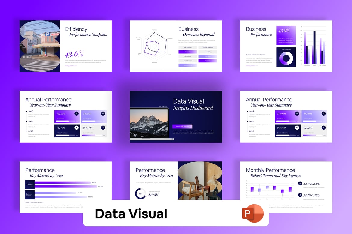 Template Presentasi PowerPoint Visual Data yang Menarik