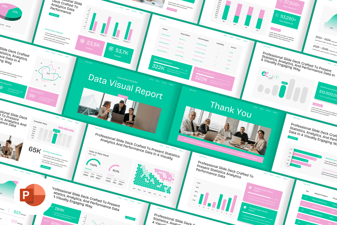 Template Presentasi PowerPoint Laporan Visual Data yang Menarik