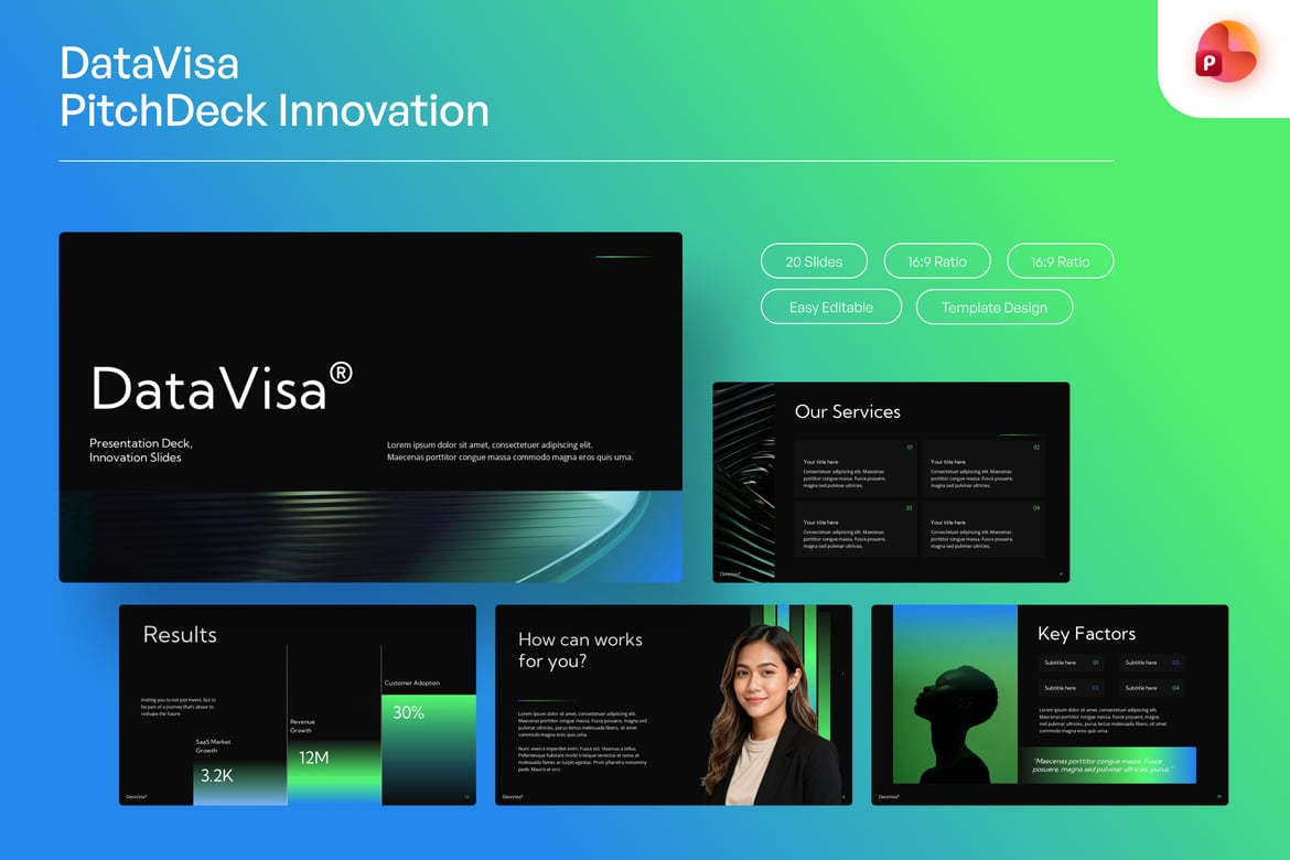 Template PowerPoint DataVisa: Presentasi Inovasi dengan Sentuhan Futuristik