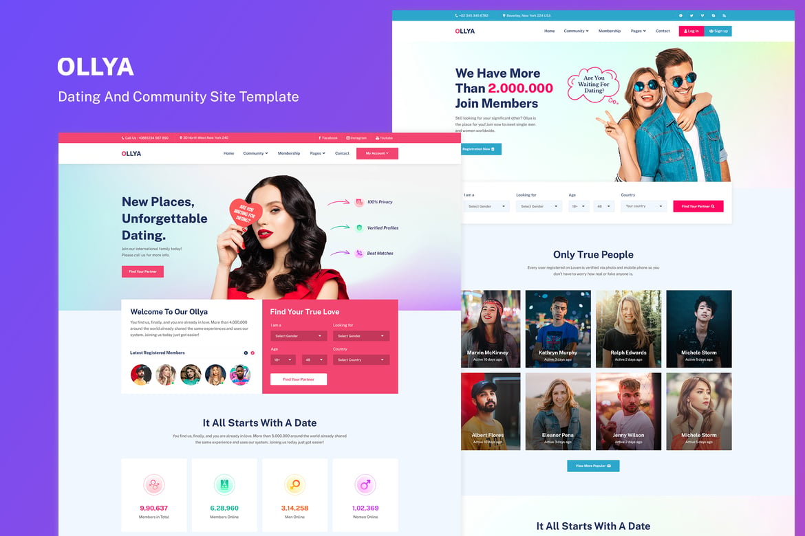Template Website Kencan dan Komunitas yang Responsif