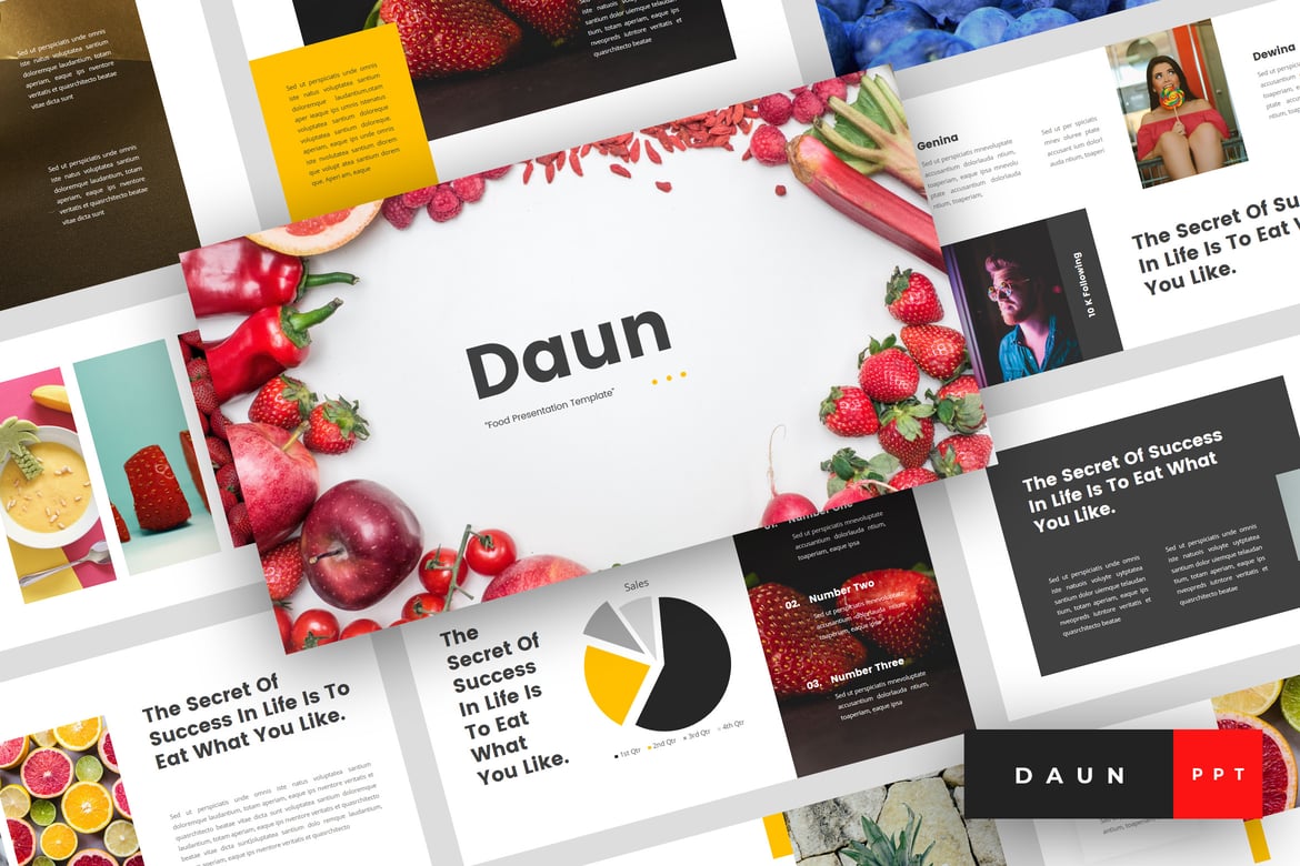 Template Presentasi Daun - Solusi Kreatif untuk Konten Makanan Anda