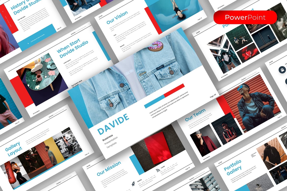 Template Presentasi PowerPoint Davide untuk Bisnis yang Profesional