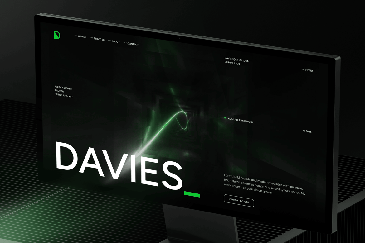Davies - Template Website Portofolio Pribadi yang Modern dan Stylish