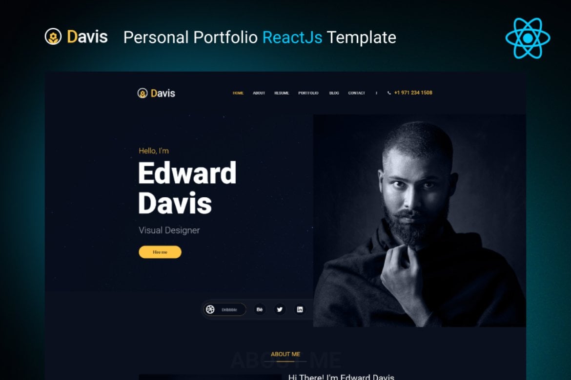 Davis - Template Website Portofolio Pribadi yang Minimalis dan Modern