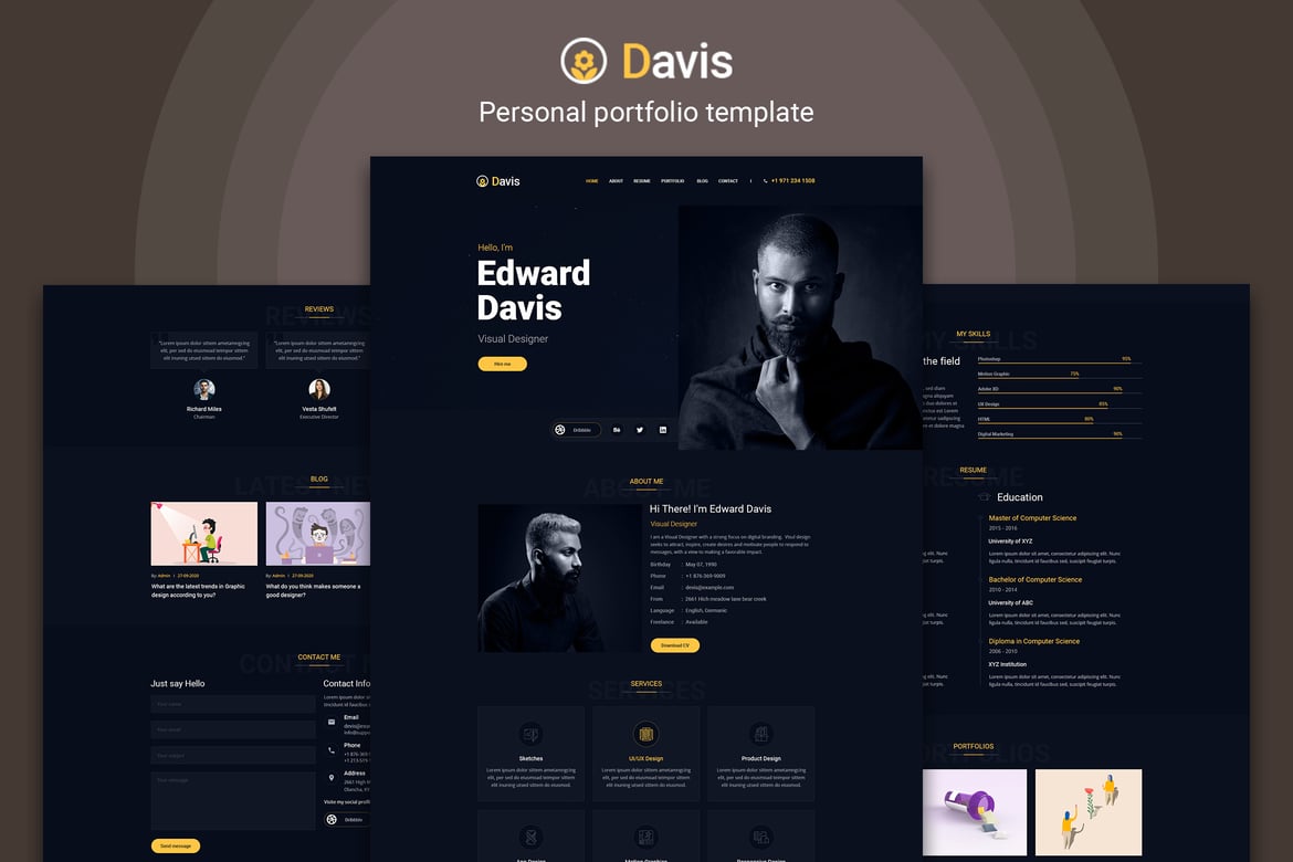 Davis - Template Website Portofolio Pribadi Minimalis