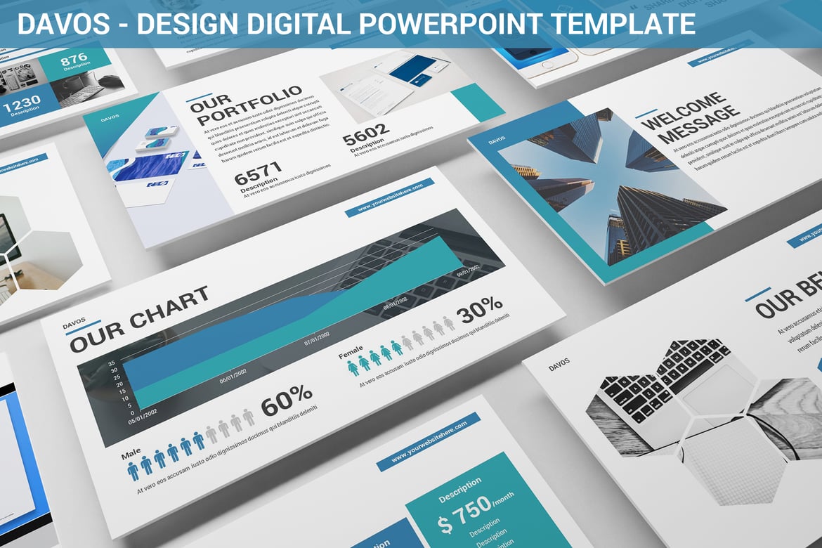 Template PowerPoint Davos - Desain Digital yang Menarik