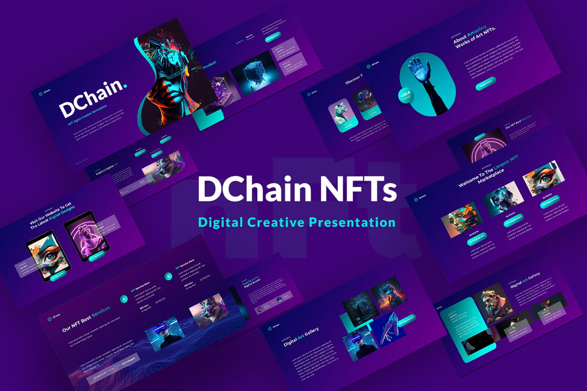 DChain - Template PowerPoint Kreatif NFT yang Menarik