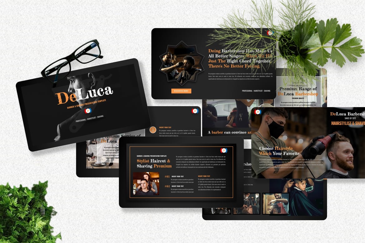 Template Presentasi De Luca - Barbershop yang Menarik dan Profesional