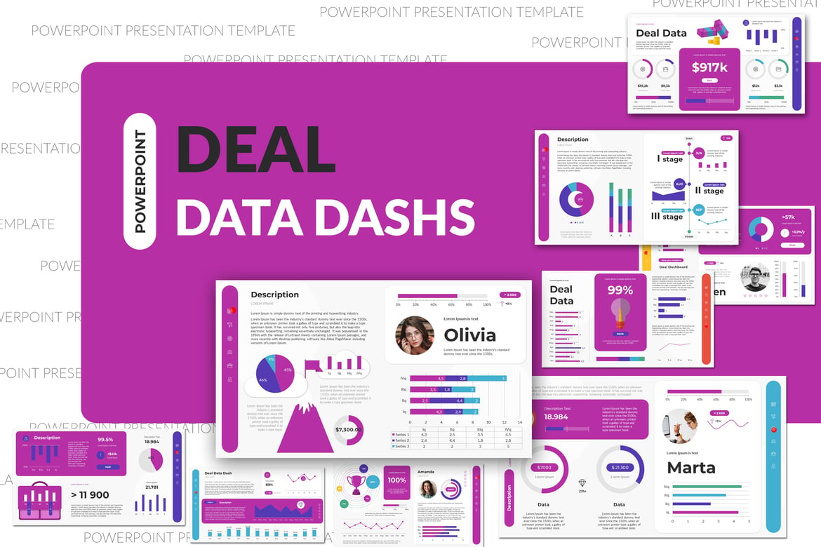 Template Presentasi PowerPoint Dashboard Data Kesepakatan yang Menarik