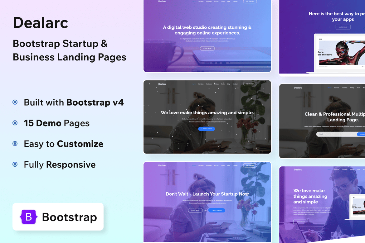 Dealarc - Template Website Landing Page untuk Startup dan Bisnis
