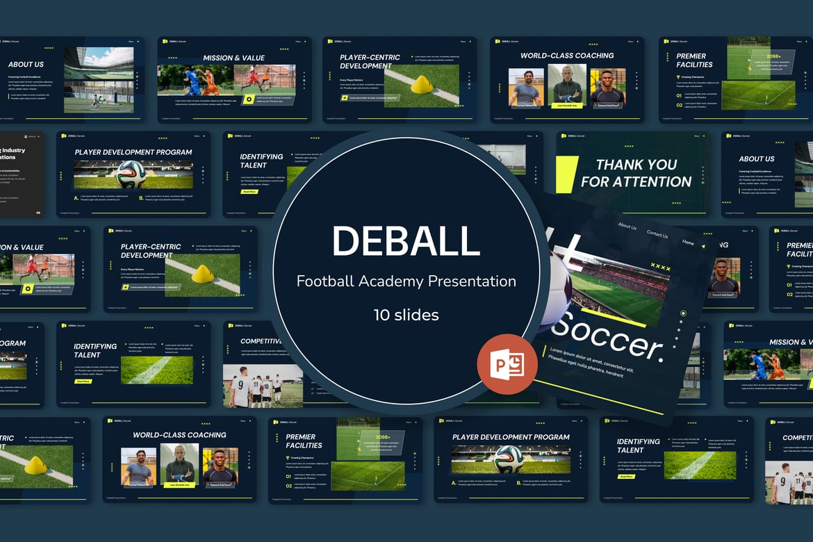Deball - Template Presentasi Akademi Sepak Bola yang Menarik