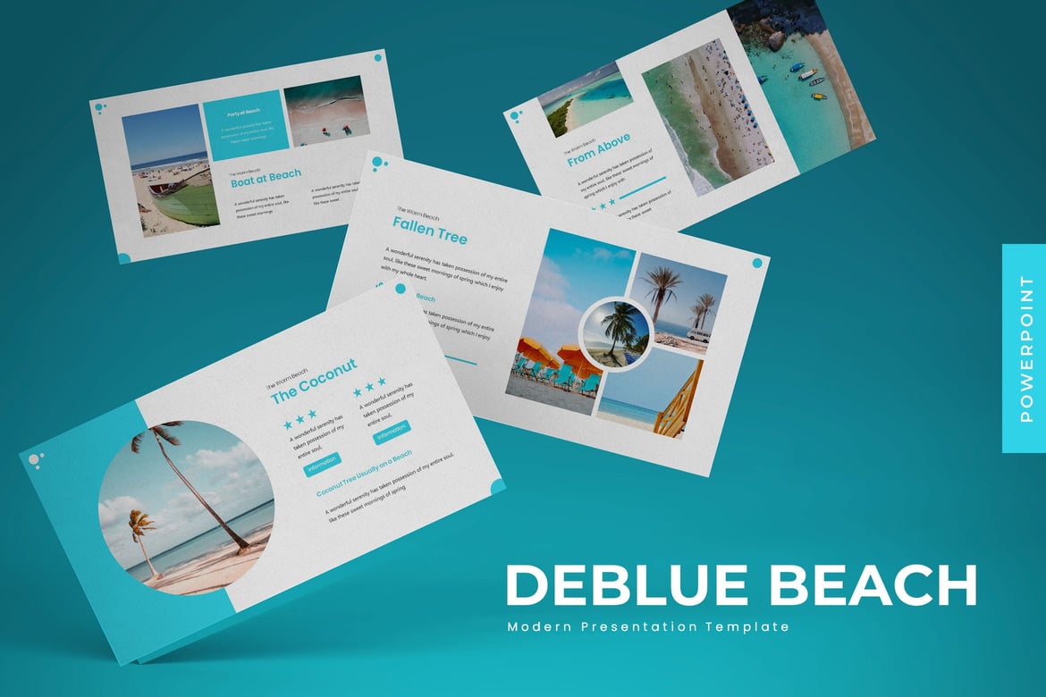 Template PowerPoint Deblue Beach - Solusi Presentasi yang Menarik