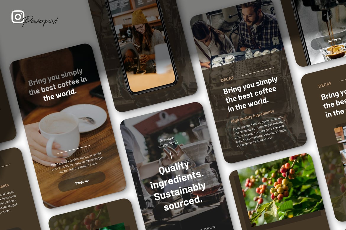 Template PowerPoint Instagram untuk Bisnis Kopi - Decaf