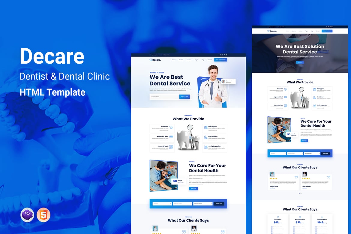 Decare - Template Website untuk Dokter Gigi dan Klinik Gigi