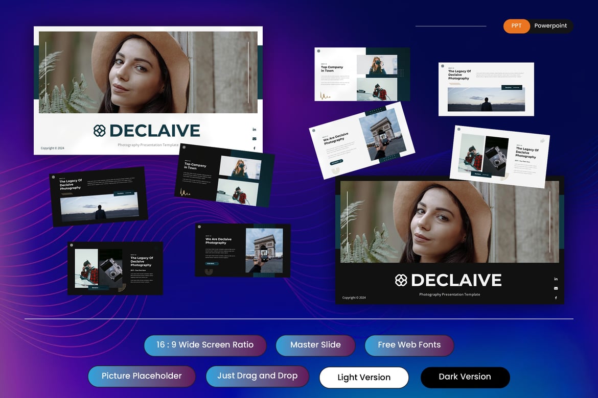 Declaive - Template PowerPoint Fotografi yang Menarik dan Profesional