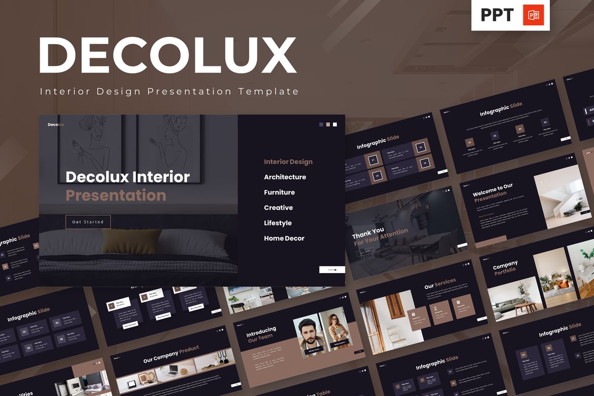 Template Presentasi Interior Design Decolux yang Menawan