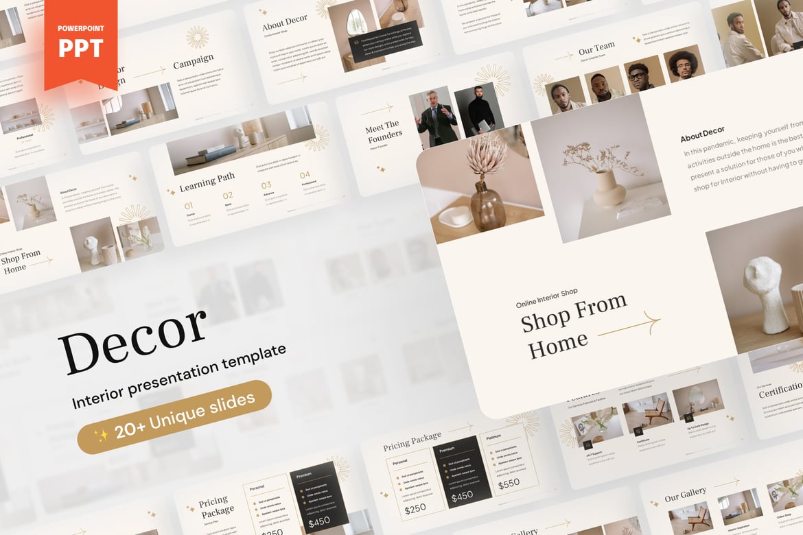 Template Presentasi PowerPoint Dekorasi Interior yang Profesional
