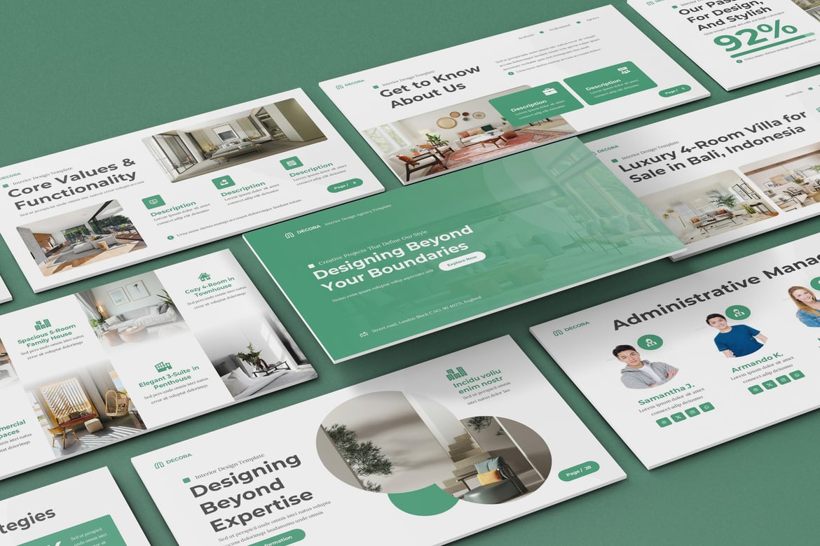 Template Presentasi PowerPoint Decora untuk Real Estate yang Elegan