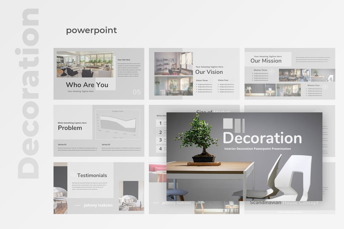 Template Presentasi Powerpoint Modern untuk Dekorasi Properti