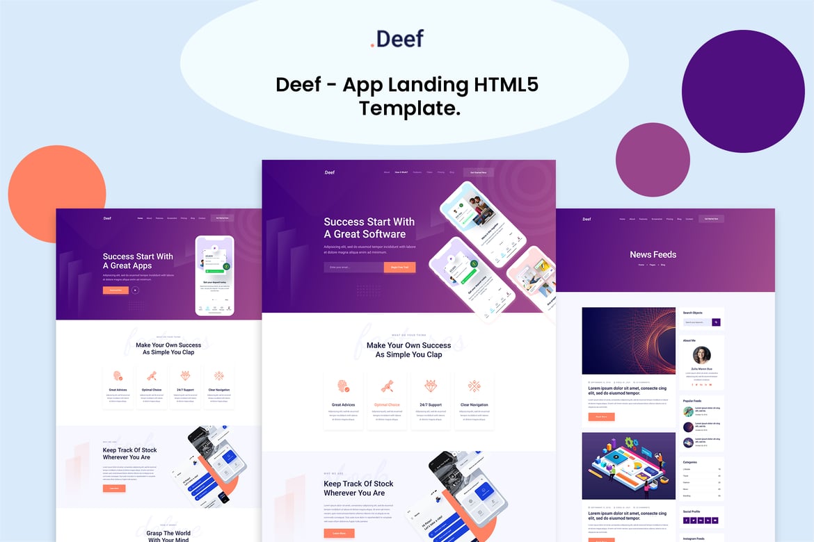 Deef - Template Website Landing App HTML5 yang Menarik