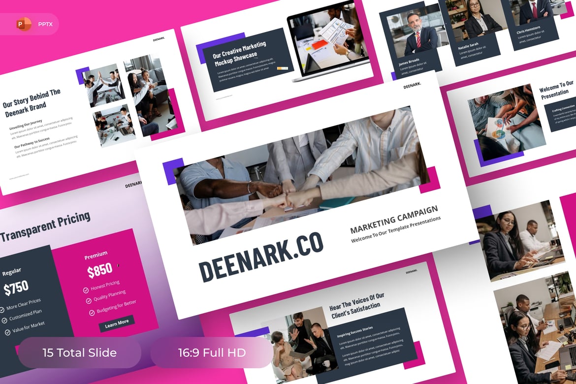 Template Presentasi PowerPoint Deenark untuk Kampanye Pemasaran yang Efektif