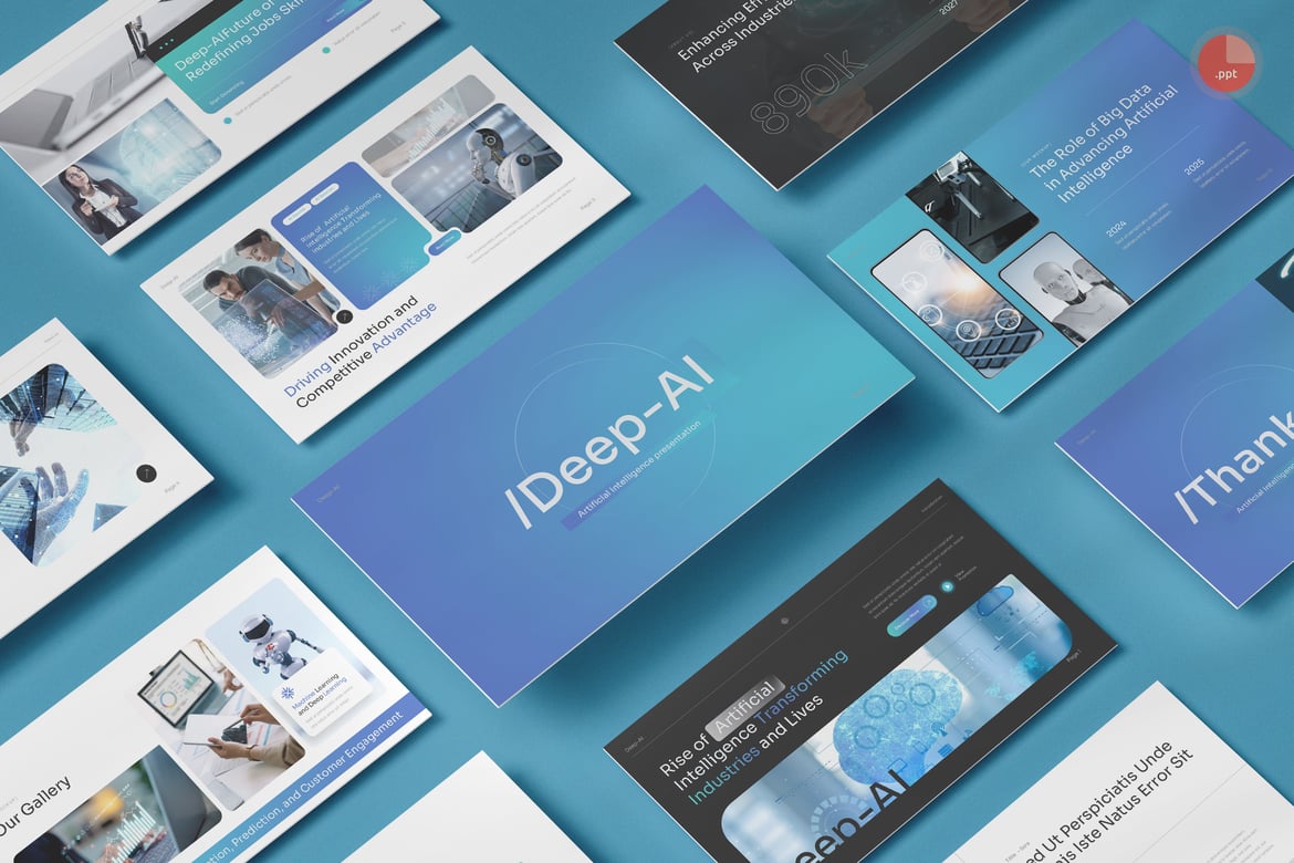 Template Presentasi PowerPoint Kecerdasan Buatan - DeepAi