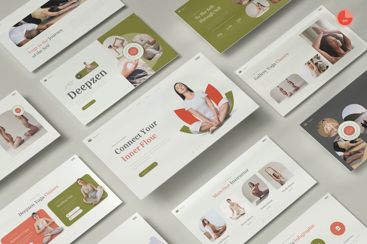 Deepzen - Template Presentasi PowerPoint untuk Studio Yoga & Meditasi yang Menawan