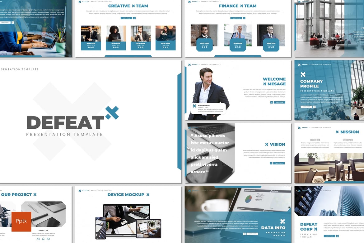 Template Presentasi Powerpoint Defeat - Desain Minimalis dan Kreatif