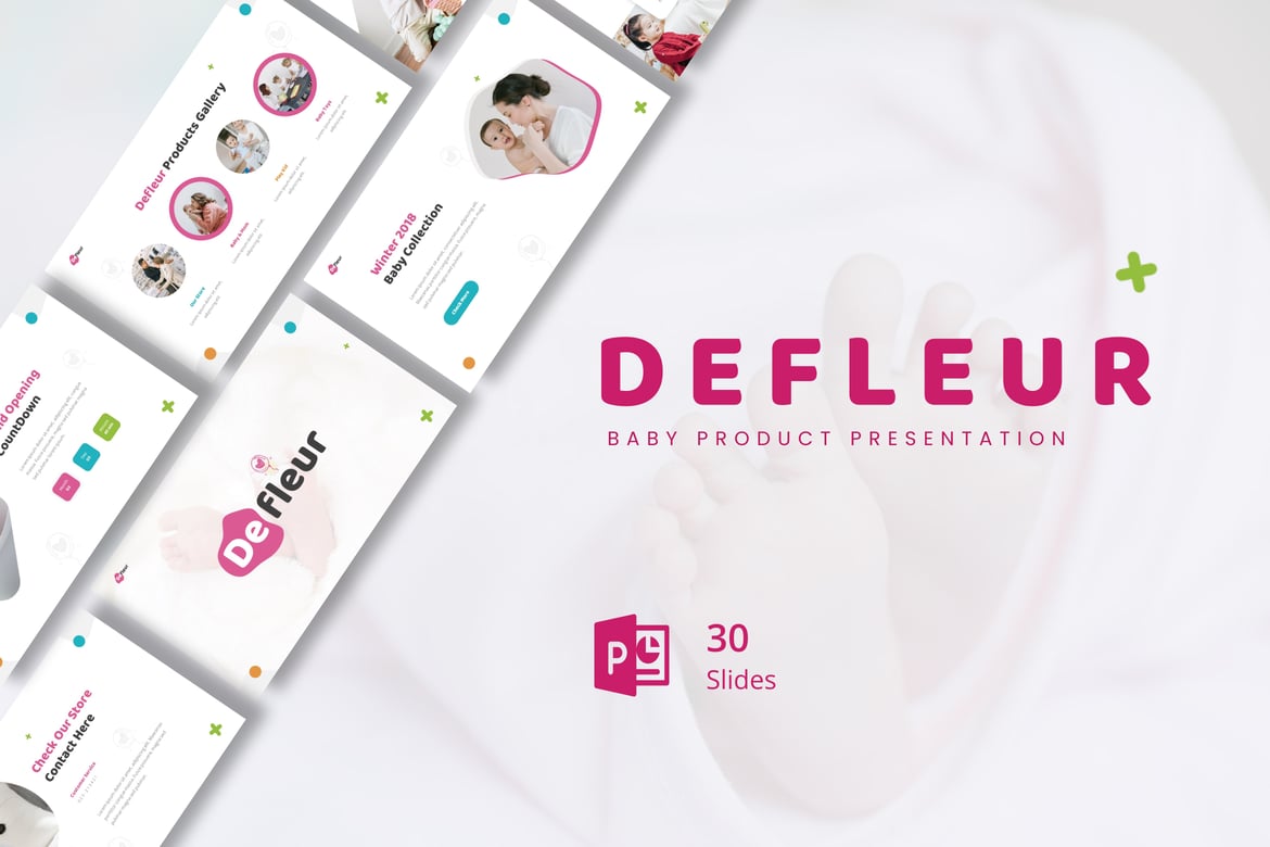 Template Presentasi PowerPoint Produk Bayi Defleur yang Menawan