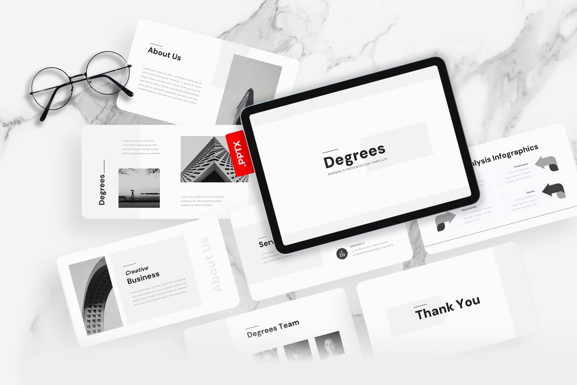 Template PowerPoint Minimalis 'Degrees' untuk Presentasi Profesional